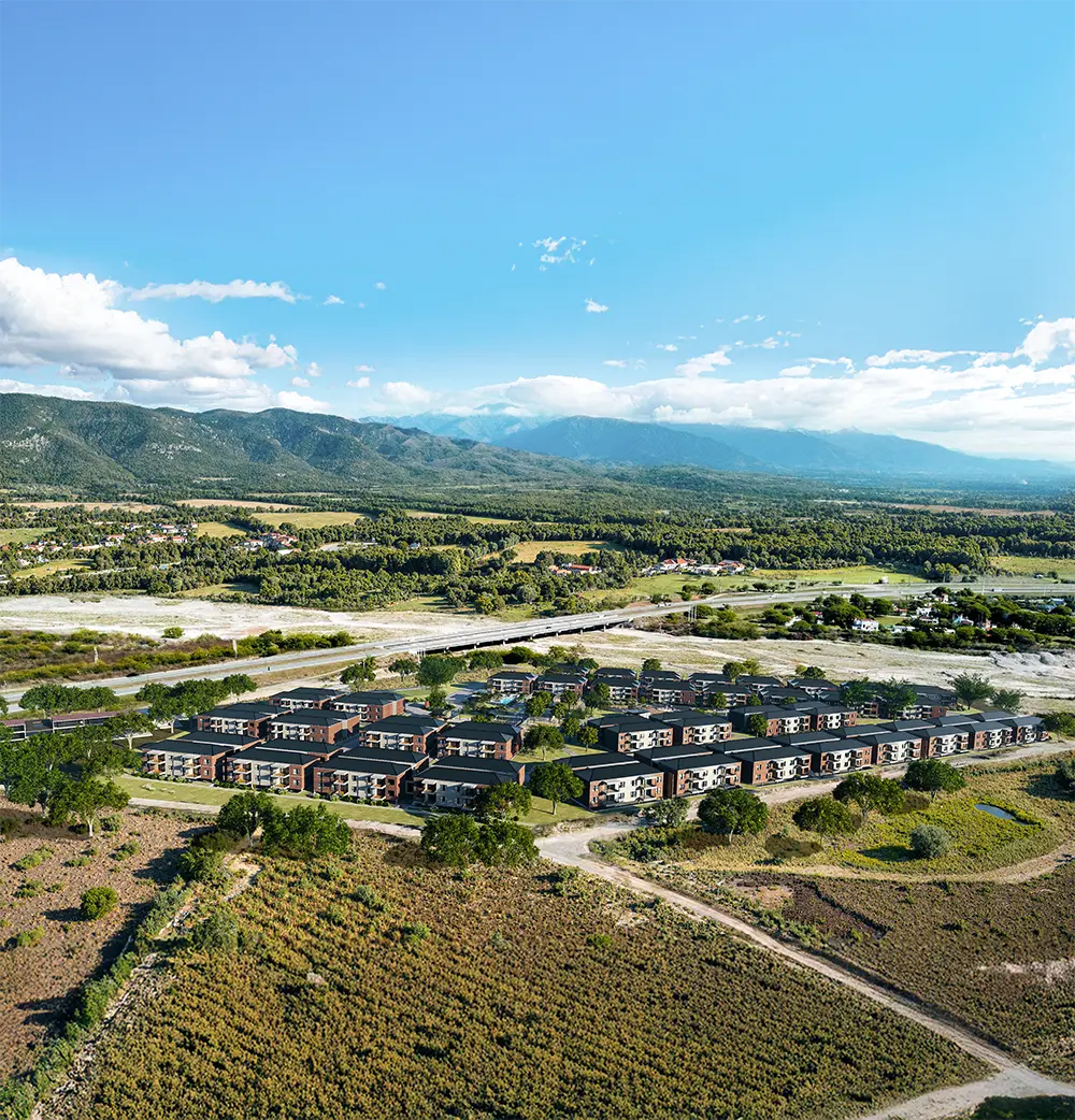 Vista aérea del masterplan de IES Native sobre Circunvalación Oeste en Salta